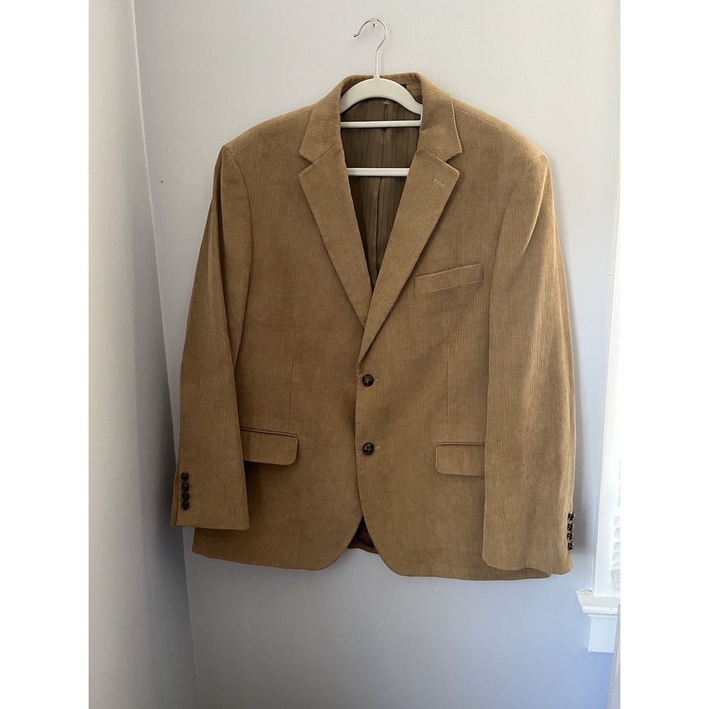 DOCKERS Men's Corduroy Blazer Jacket 44R tan, Two Button Lined Pockets Casual